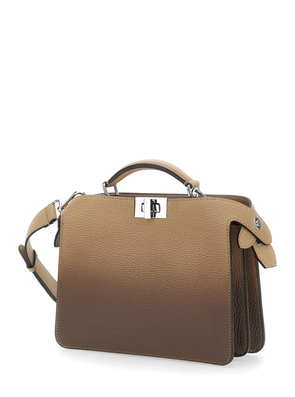 Fendi Men 'Iseeu Small' Beige Handbag With Removable Internal Pocket And Faded Effect In Leather Man