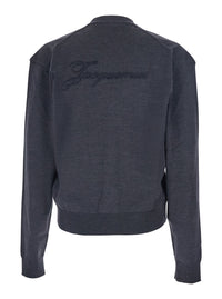 Jacquemus Men Grey V-Neck Cardigan With Logo On The Back In Cotton Man