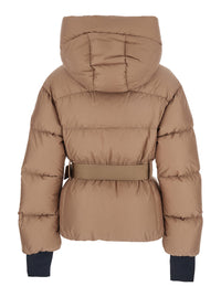 Moncler Grenoble Women 'Nisene' Pink Down Jacket With Buckled Belt On The Front And Logo Patch On The Sleeve In Tech Fabric Woman
