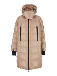 Moncler Grenoble Women 'Rochelairs' Beige Down Jacket With Drawstring Hood And Logo Patch On The Sleeve In Tech Fabric Woman