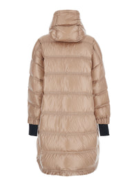 Moncler Grenoble Women 'Rochelairs' Beige Down Jacket With Drawstring Hood And Logo Patch On The Sleeve In Tech Fabric Woman