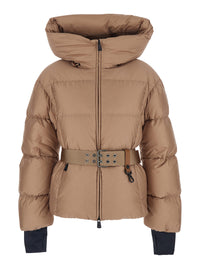 Moncler Grenoble Women 'Nisene' Pink Down Jacket With Buckled Belt On The Front And Logo Patch On The Sleeve In Tech Fabric Woman