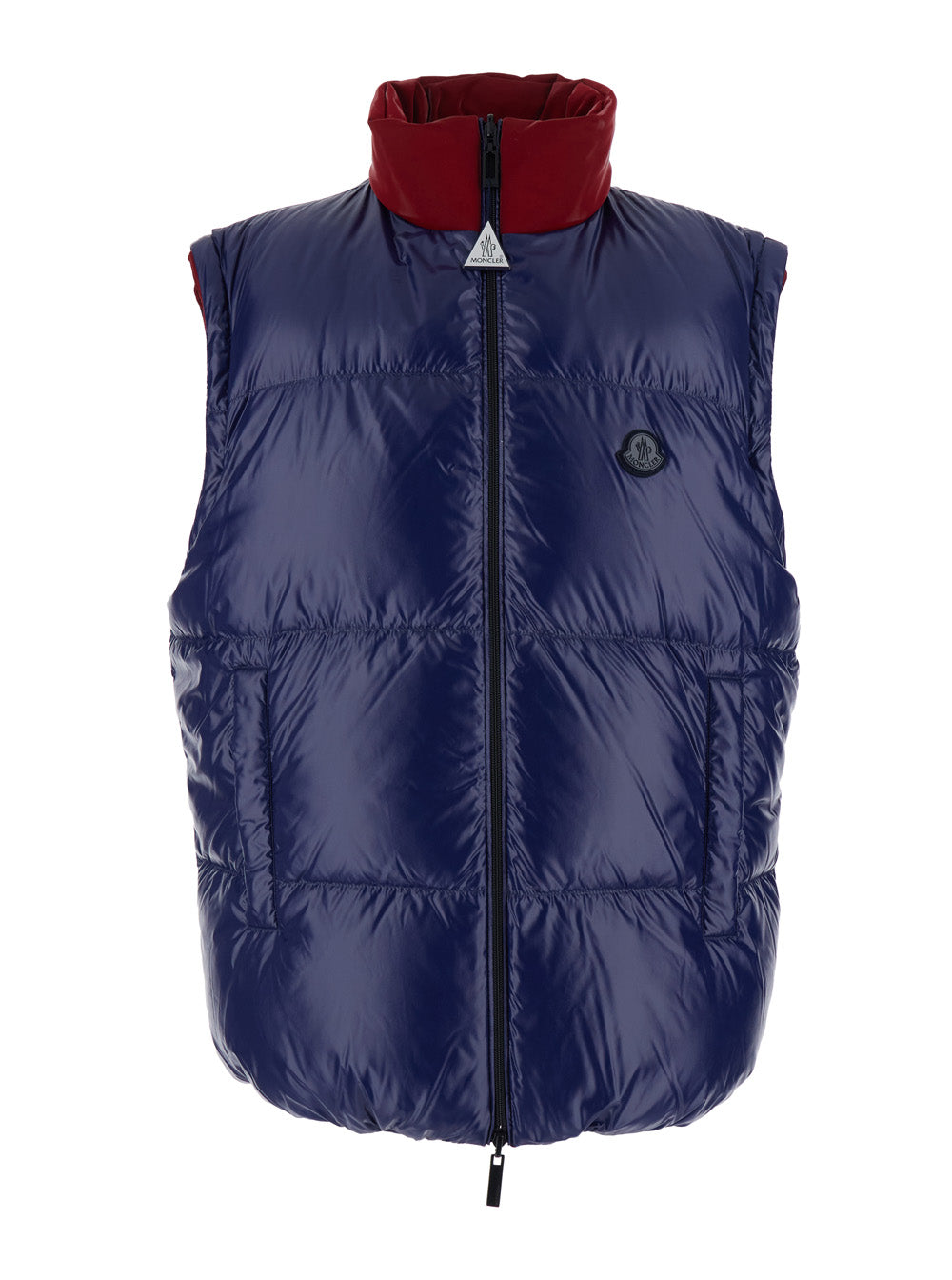 Moncler Genius Men 'Throttle' Blue Reversible Down Jacket With Removable Sleeves And Logo Patch On The Front In Tech Fabric Stretch Man