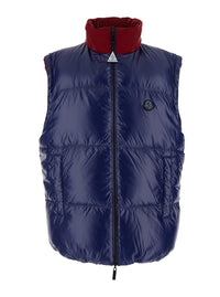 Moncler Genius Men 'Throttle' Blue Reversible Down Jacket With Removable Sleeves And Logo Patch On The Front In Tech Fabric Stretch Man
