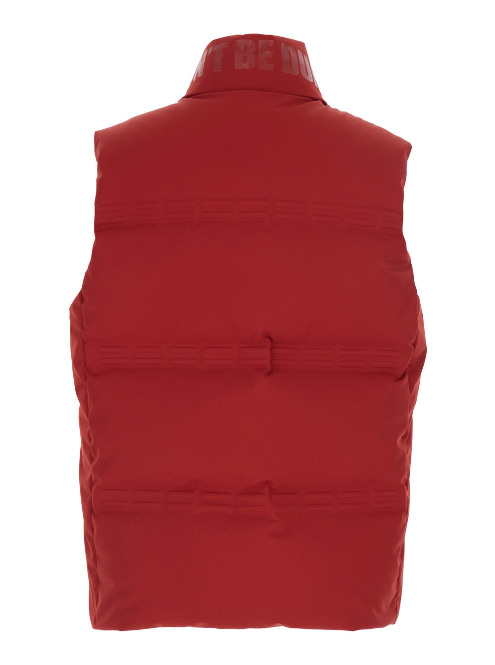 Moncler Genius Men 'Sparky' Red Sleeveless Down Jacket With Slogan Print On The Collar And Logo Patch On The Front In Tech Fabric Stretch Man