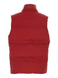 Moncler Genius Men 'Sparky' Red Sleeveless Down Jacket With Slogan Print On The Collar And Logo Patch On The Front In Tech Fabric Stretch Man