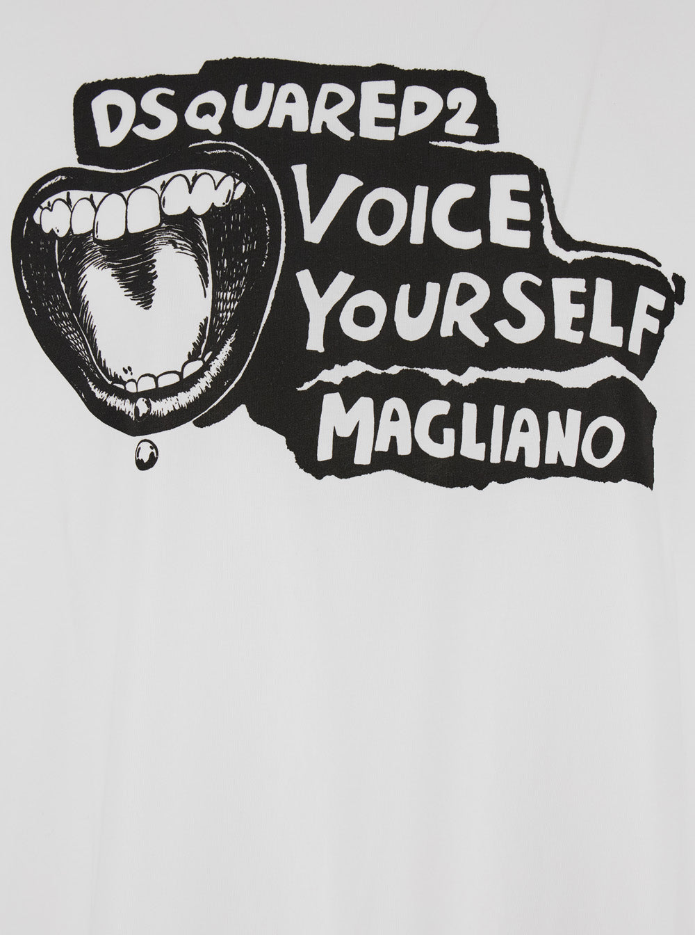 Dsquared2 Men 'D2 X Magliano' White Crewneck T-Shirt With Maxi Print On The Front In Cotton Man