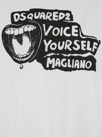 Dsquared2 Men 'D2 X Magliano' White Crewneck T-Shirt With Maxi Print On The Front In Cotton Man