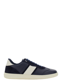 Ferragamo Men 'Achille' Blue Sneakers With Contrasting Heel And Logo Lettering On The Tongue In Leather Man