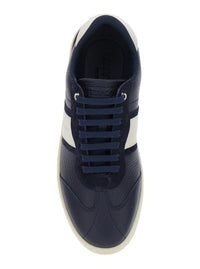 Ferragamo Men 'Achille' Blue Sneakers With Contrasting Heel And Logo Lettering On The Tongue In Leather Man