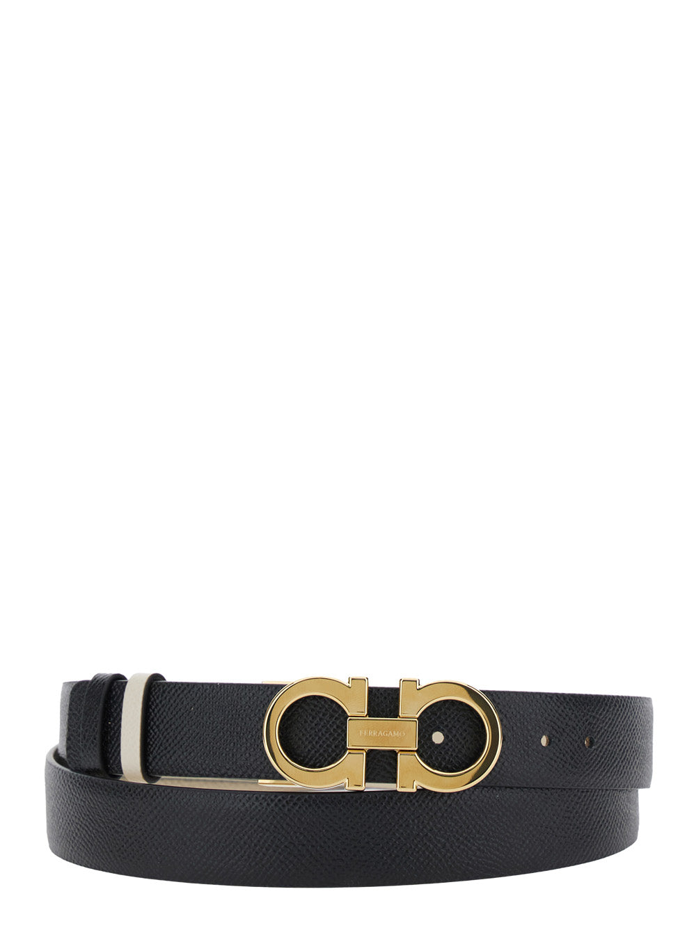 Ferragamo Women Belt With Gancini Buckle And Logo Lettering In White Leather For Women
