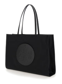 TORY BURCH Tory Burch Women 'Ella' Black Large Tote Bag With Tonal Logo Detail In Tech Fabric Woman