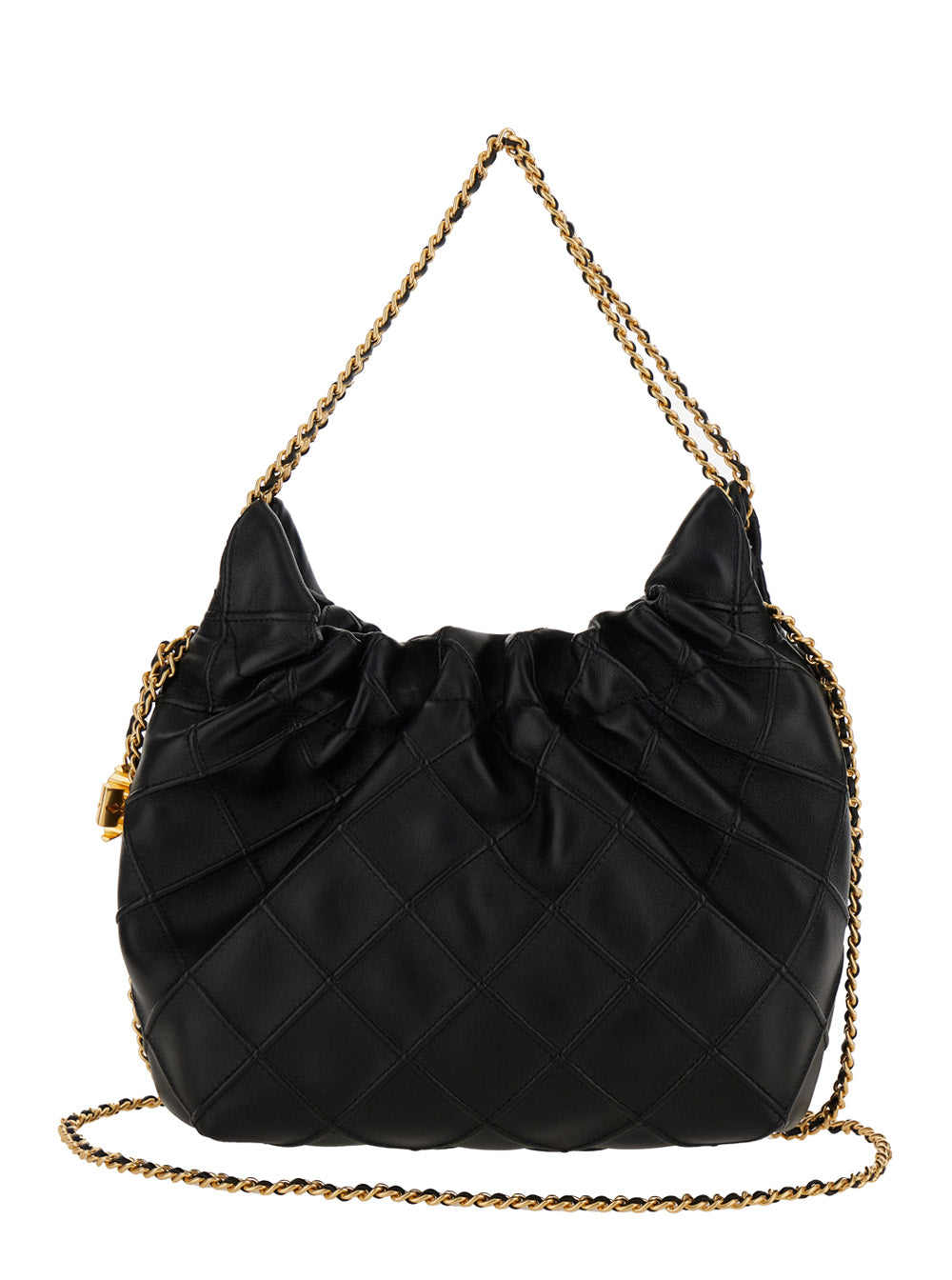 TORY BURCH Tory Burch Women Shoulder Bag 'Fleming' With Chain Strap And Double T Motif In Grained Black Leather For Women