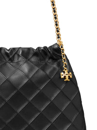 TORY BURCH Tory Burch Women Shoulder Bag With Chain Handles And Diamond Quilting In Black Leather For Women