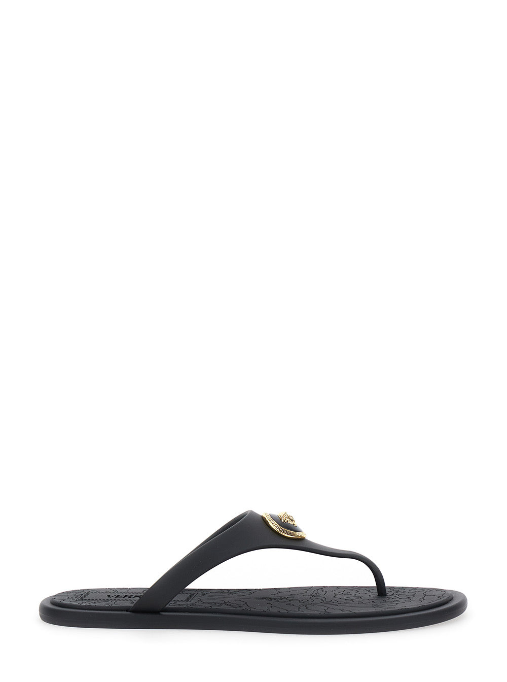Versace Women Black Slides With Medusa Detail In Rubber Woman