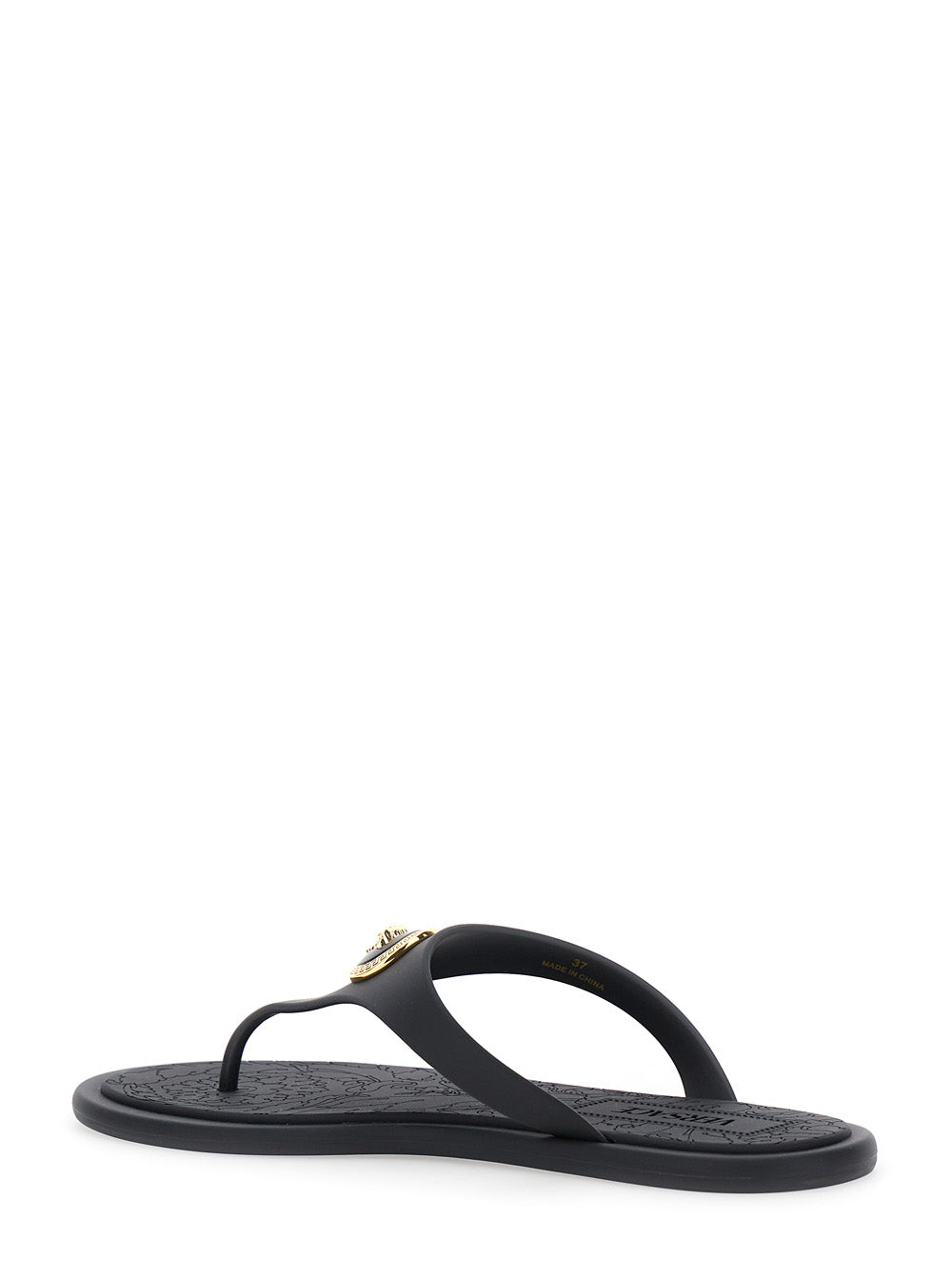 Versace Women Black Slides With Medusa Detail In Rubber Woman