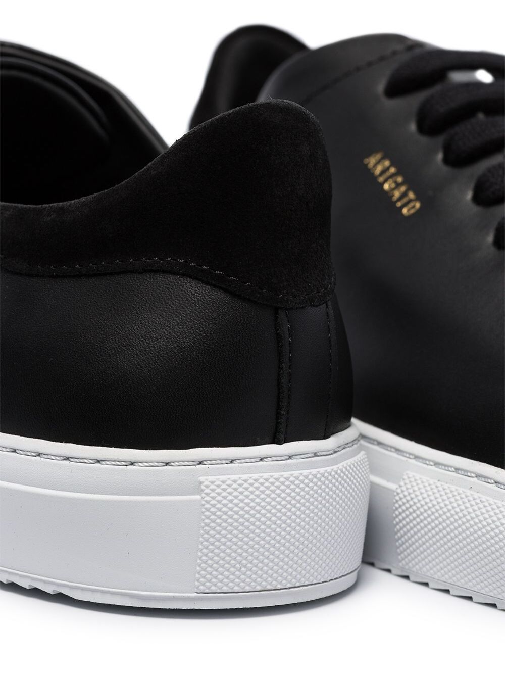 Axel Arigato Men '90 Clean' Black Low Top Sneakers With Logo Lettering On The Side In Leather Man