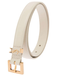 SAINT LAURENT Saint Laurent Women White Belt With Cassandre Logo Buckle In Leather Woman