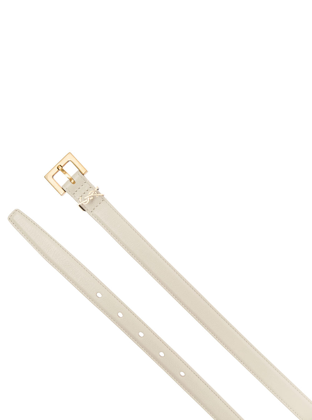 SAINT LAURENT Saint Laurent Women White Belt With Cassandre Logo Buckle In Leather Woman