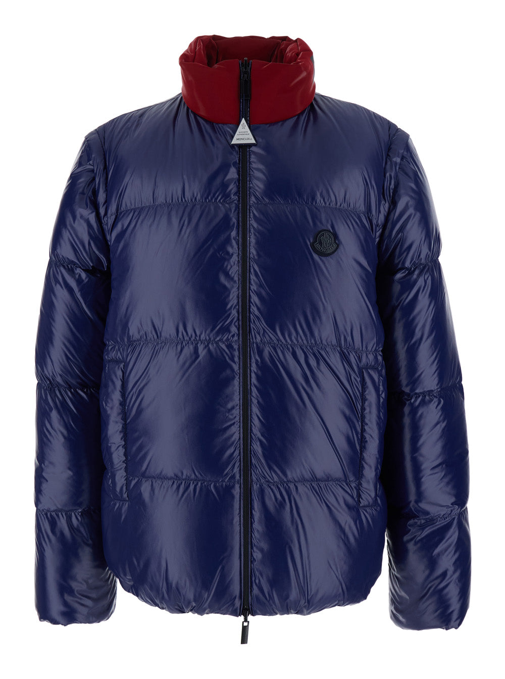 Moncler Genius Men 'Throttle' Blue Reversible Down Jacket With Removable Sleeves And Logo Patch On The Front In Tech Fabric Stretch Man