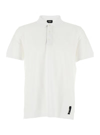 Fendi Men White Polo Shirt With Logo Patch On The Front In Cotton Pique Man