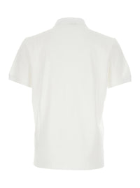 Fendi Men White Polo Shirt With Logo Patch On The Front In Cotton Pique Man