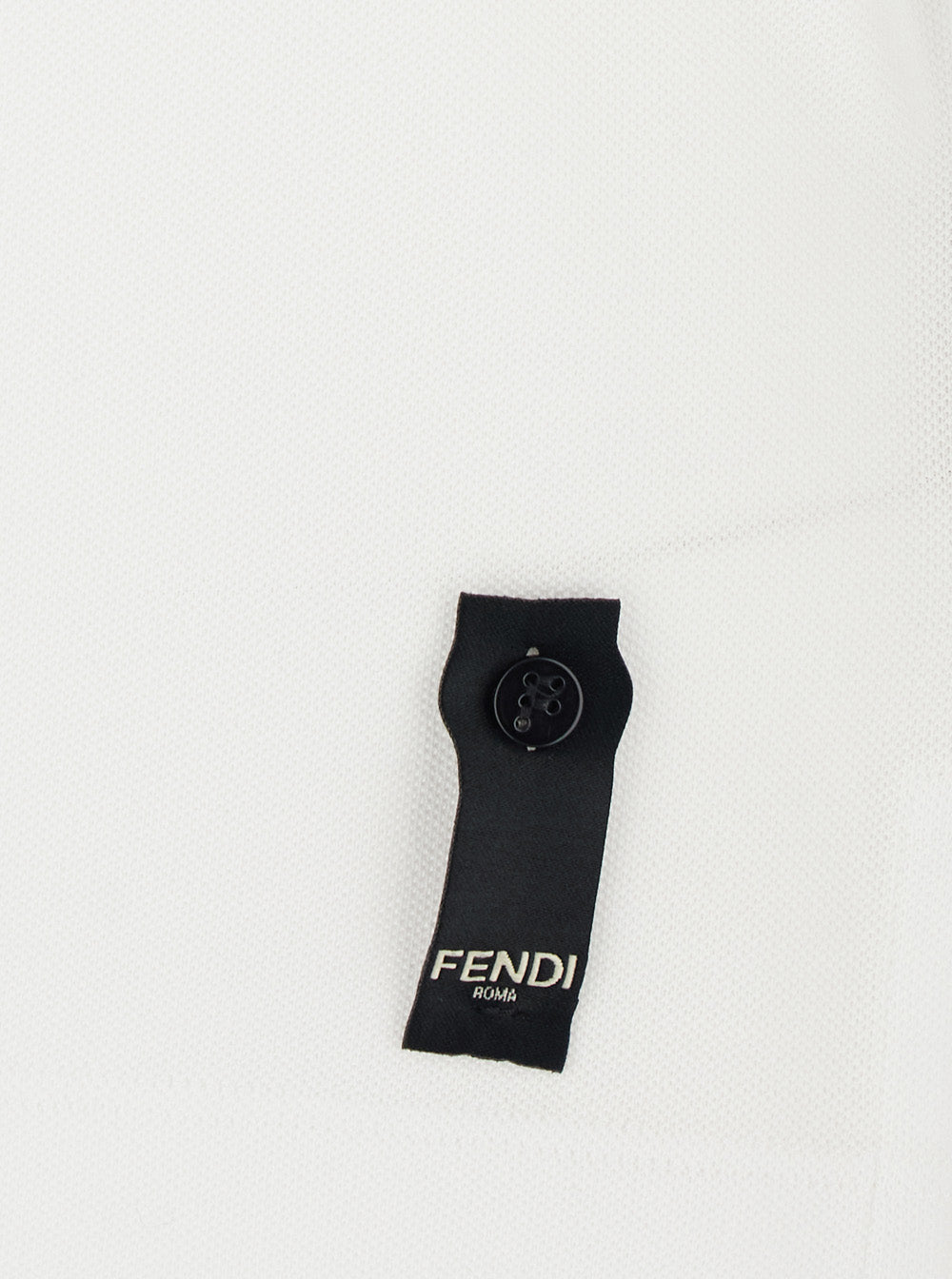 Fendi Men White Polo Shirt With Logo Patch On The Front In Cotton Pique Man