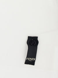 Fendi Men White Polo Shirt With Logo Patch On The Front In Cotton Pique Man