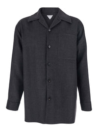Bottega Veneta Men Grey Jacket With Wide Notched Revers In Cashmere And Silk Man