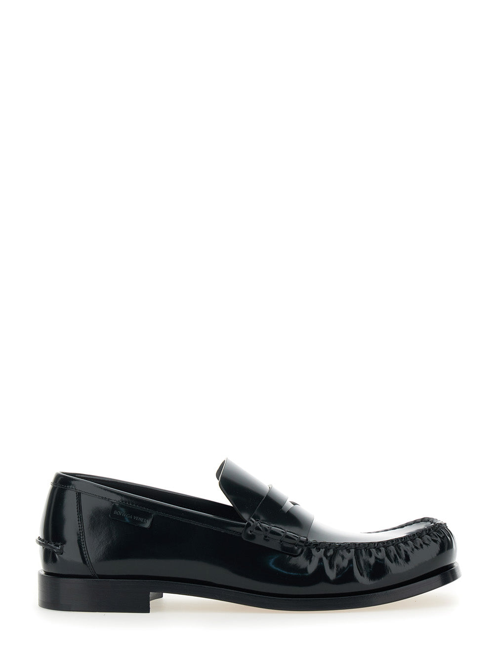 Bottega Veneta Men Truman' Black Loafers With Side Logo Patch In Leather Man