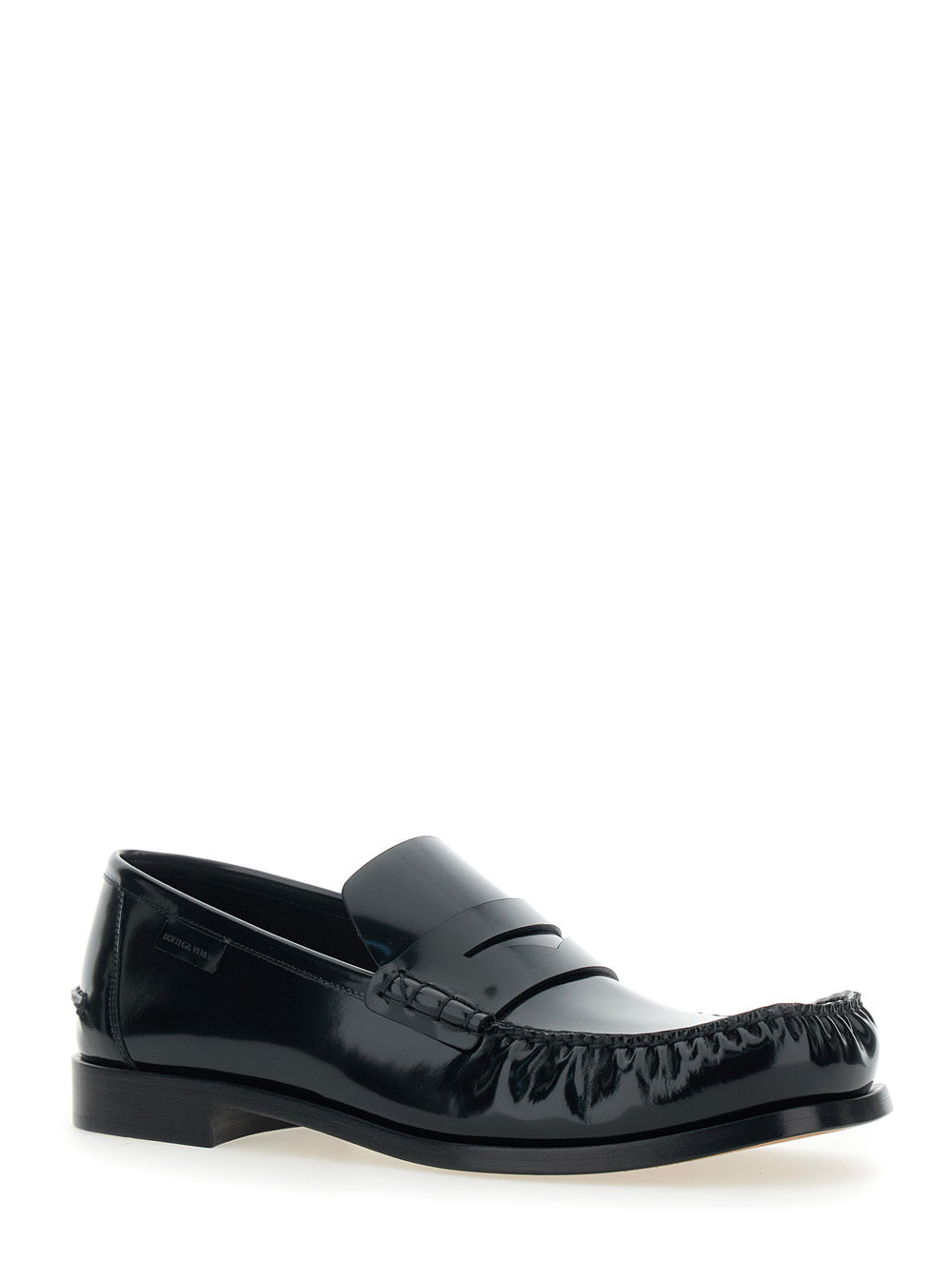 Bottega Veneta Men Truman' Black Loafers With Side Logo Patch In Leather Man