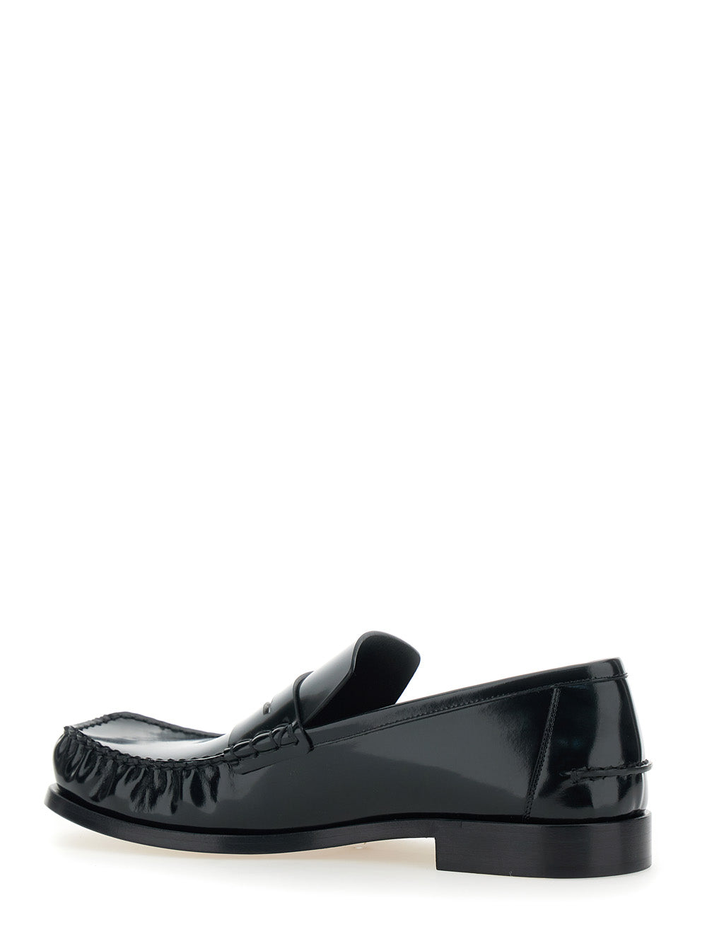 Bottega Veneta Men Truman' Black Loafers With Side Logo Patch In Leather Man