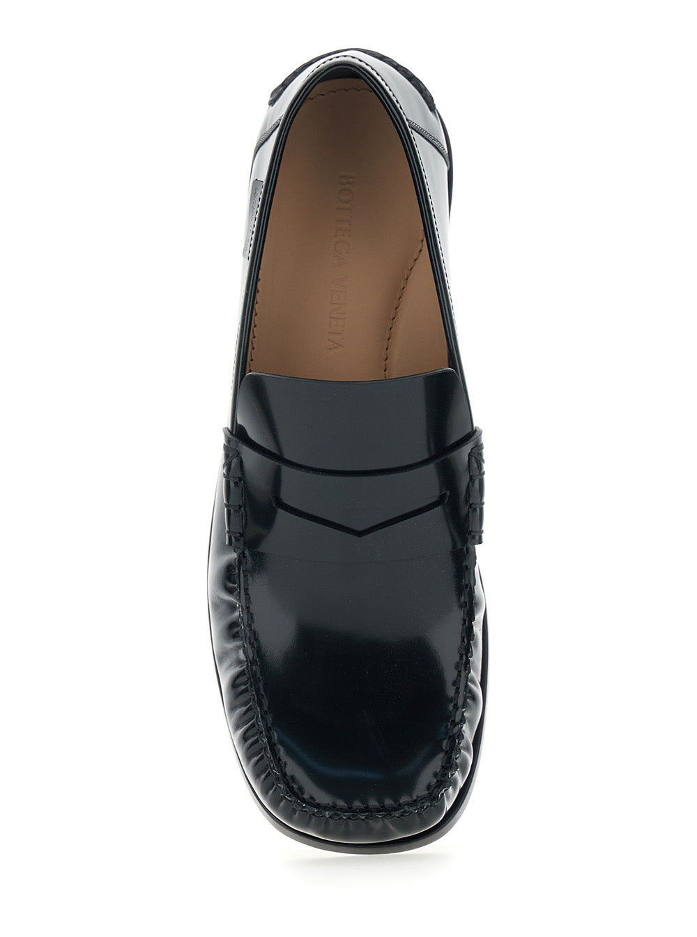 Bottega Veneta Men Truman' Black Loafers With Side Logo Patch In Leather Man