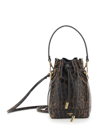 Fendi Women 'Mon Tresor Mini' Brown Handbag With Removable Shoulder Strap And Jaguar Print In Leather Woman