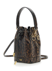 Fendi Women 'Mon Tresor Mini' Brown Handbag With Removable Shoulder Strap And Jaguar Print In Leather Woman
