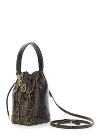 Fendi Women 'Mon Tresor Mini' Brown Handbag With Removable Shoulder Strap And Jaguar Print In Leather Woman