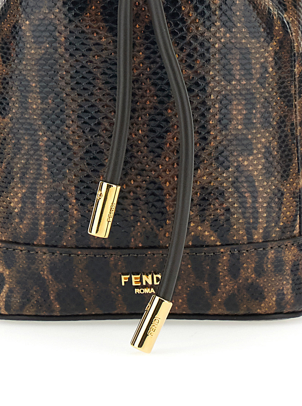Fendi Women 'Mon Tresor Mini' Brown Handbag With Removable Shoulder Strap And Jaguar Print In Leather Woman