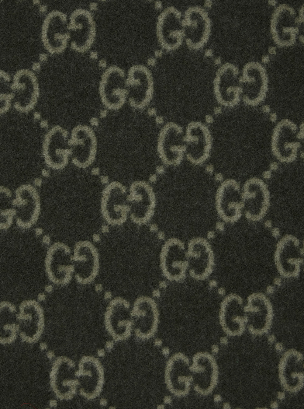 GUCCI Gucci Men Green Scarf With Fringed Hem And Gg Motif Jacquard In Cashmere Man