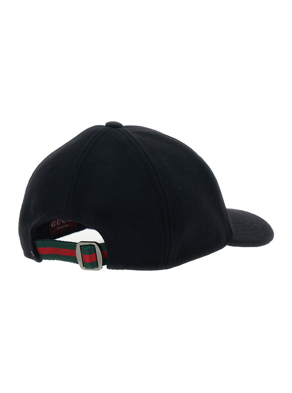 Gucci Men Black Baseball Cap With Logo Lettering On The Side And Rear Closure With Web Detail In Wool Man