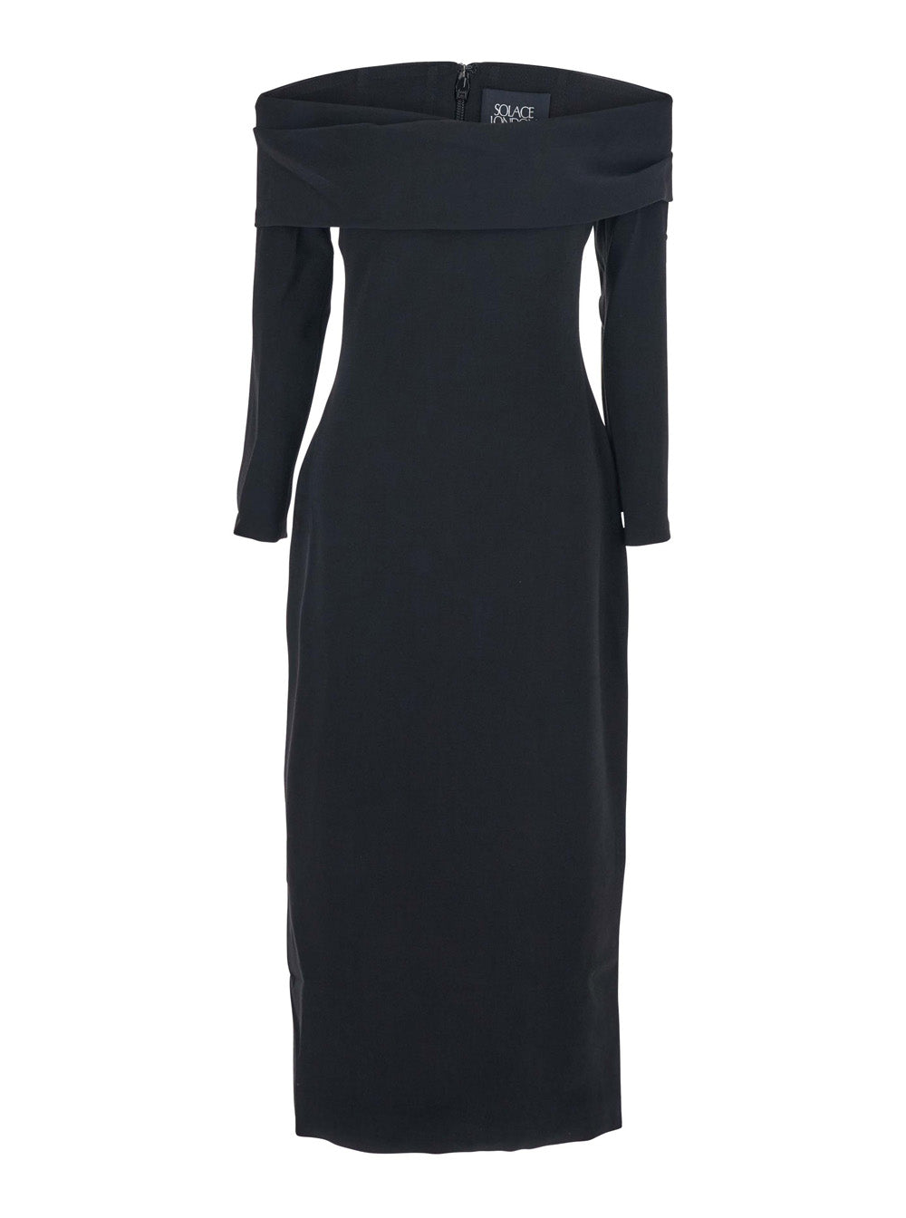 Solace London Women 'Yuni' Black Dress With Square Neckline And Back Closure In Fabric Woman