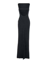 Solace London Women Black Long Dress With Square Neckline And Cut Out On The Back In Fabric Woman