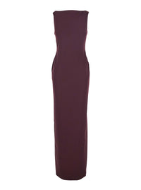 Solace London Women Bordeaux Long Dress With Square Neckline And Cut Out On The Back In Fabric Woman