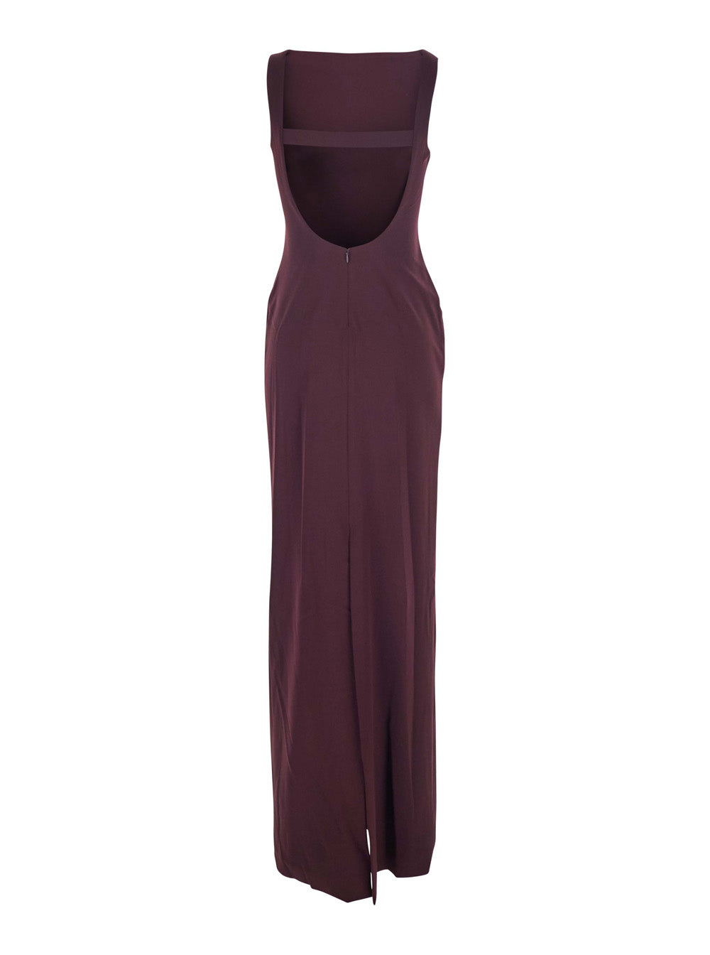 Solace London Women Bordeaux Long Dress With Square Neckline And Cut Out On The Back In Fabric Woman