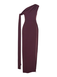 Solace London Women 'Irina' Bordeaux One-Shoulder Long Dress With Draped Neckline In Fabric Woman