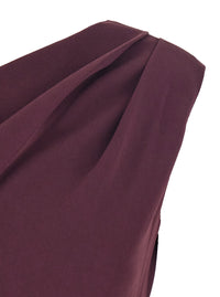 Solace London Women 'Irina' Bordeaux One-Shoulder Long Dress With Draped Neckline In Fabric Woman