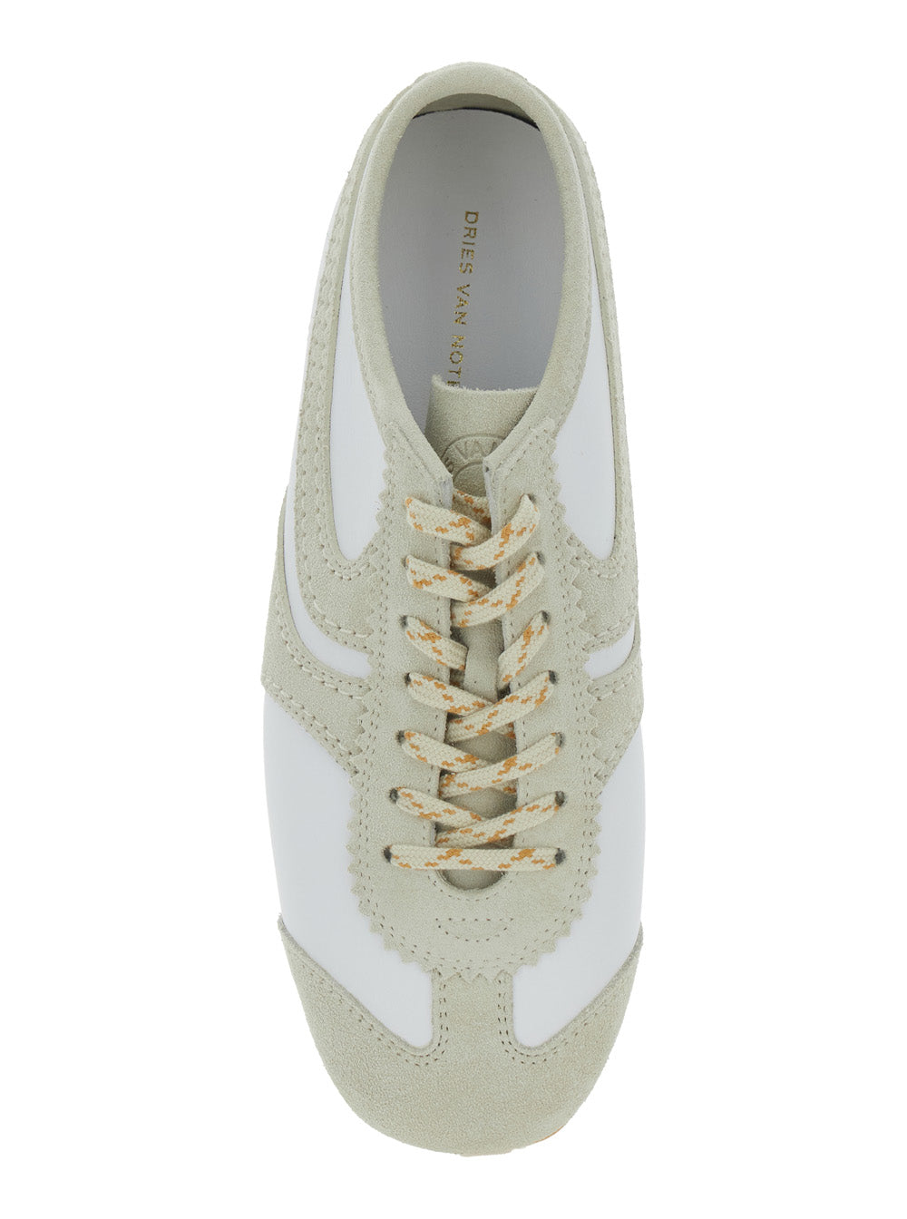 Dries Van Noten Women White Low Top Sneakers With Embossed Logo On The Tongue In Leather And Suede Woman
