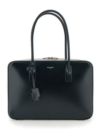 Saint Laurent Women Black Shoulder Bag With Logo Lettering On The Front And Keychain Detail In Leather Woman