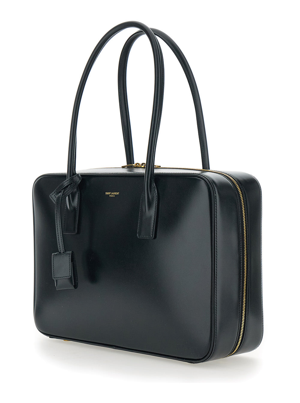 Saint Laurent Women Black Shoulder Bag With Logo Lettering On The Front And Keychain Detail In Leather Woman