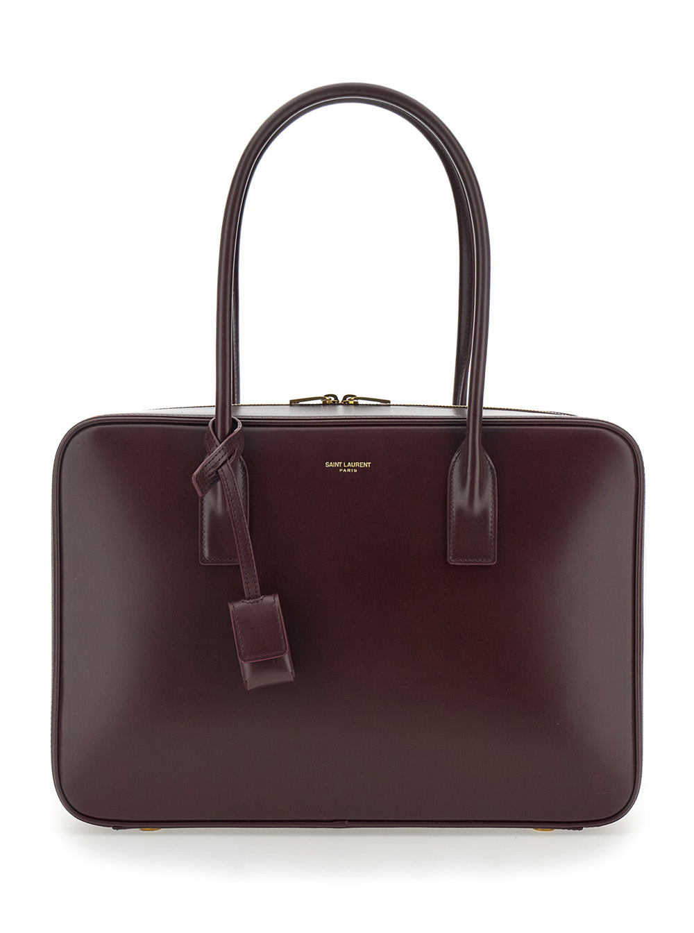 Saint Laurent Women Bordeaux Shoulder Bag With Logo Lettering On The Front And Keychain Detail In Leather Woman