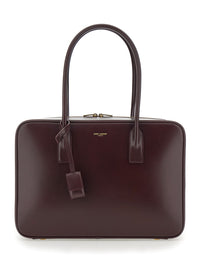 Saint Laurent Women Bordeaux Shoulder Bag With Logo Lettering On The Front And Keychain Detail In Leather Woman